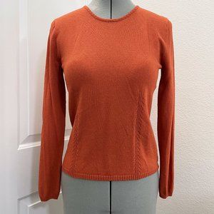 Oscar Crew Neck Orange Knit Long Sleeve Top